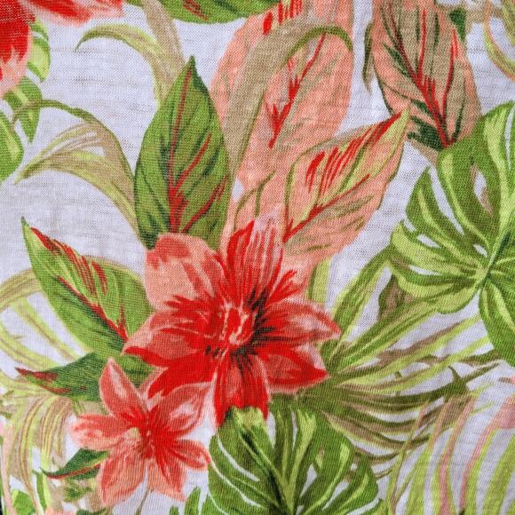 J. Jill Love Linen 100% Linen Floral Short Sleeve Top Side Tie Green Size M Boho - Picture 5 of 10